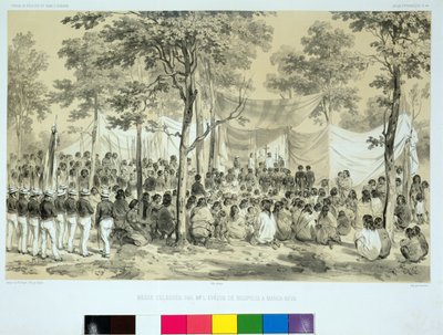 Vista de la famosa misa celebrada por el Obispo de Nilopolis en Manga-Reva, de 